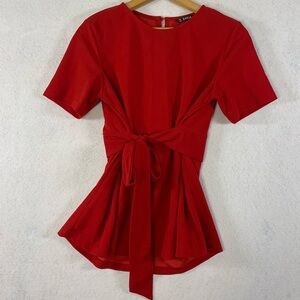 SHEIN Red Tie-Waist Blouse